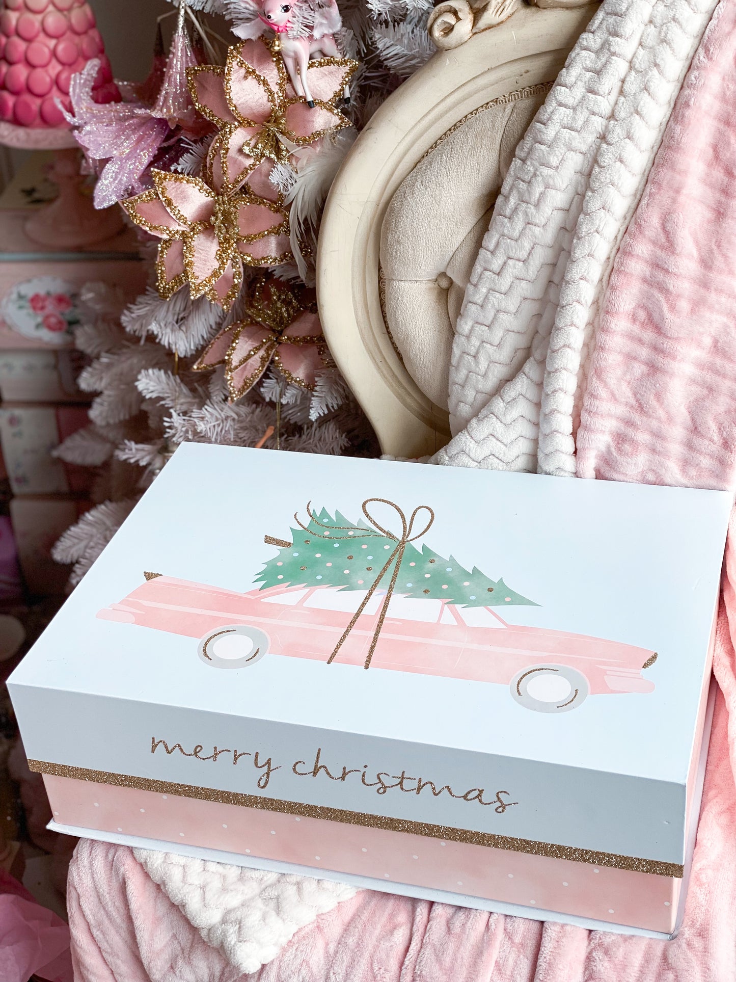 Cajas de regalo de coches antiguos rosas