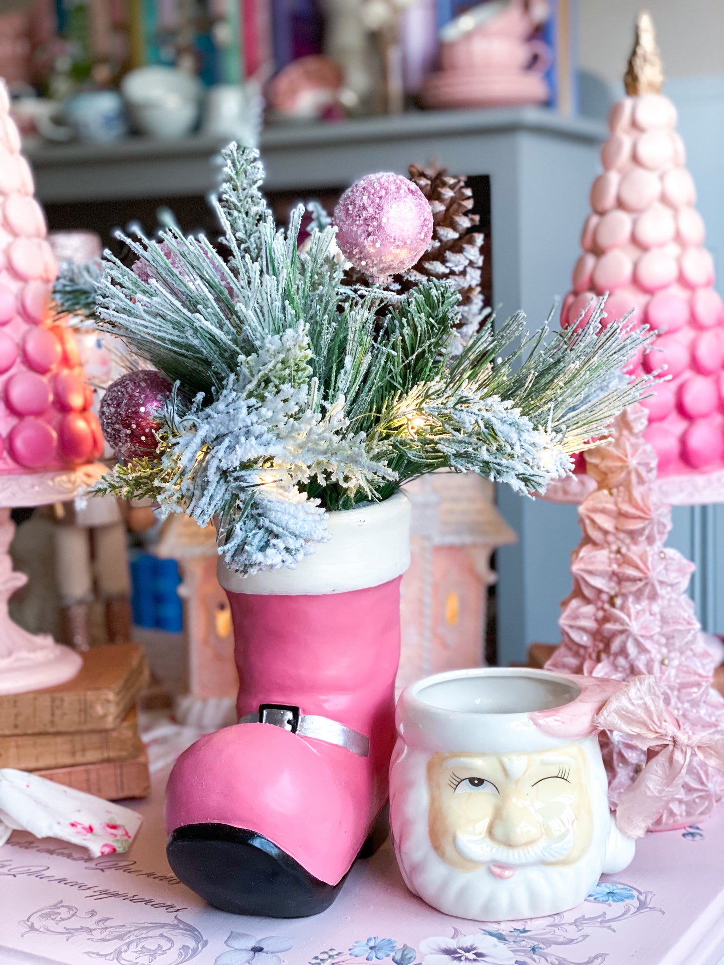 LED light up pink Santa boot
