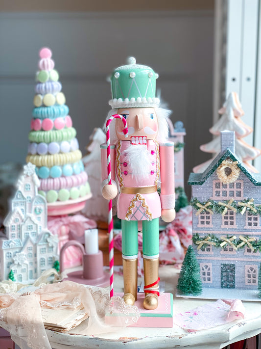 Pink and mint green candy land nutcracker