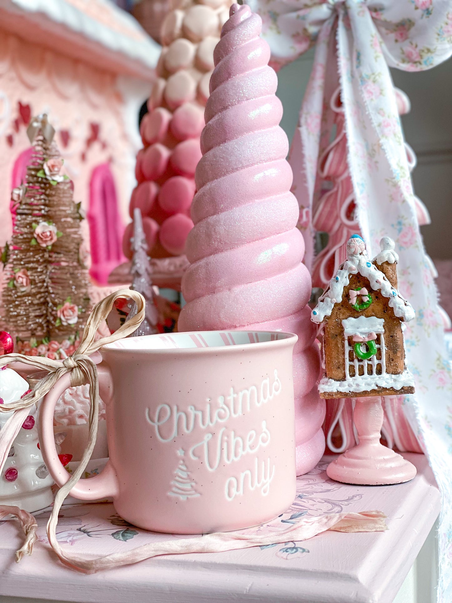 Pink Christmas Vibes Only Mug