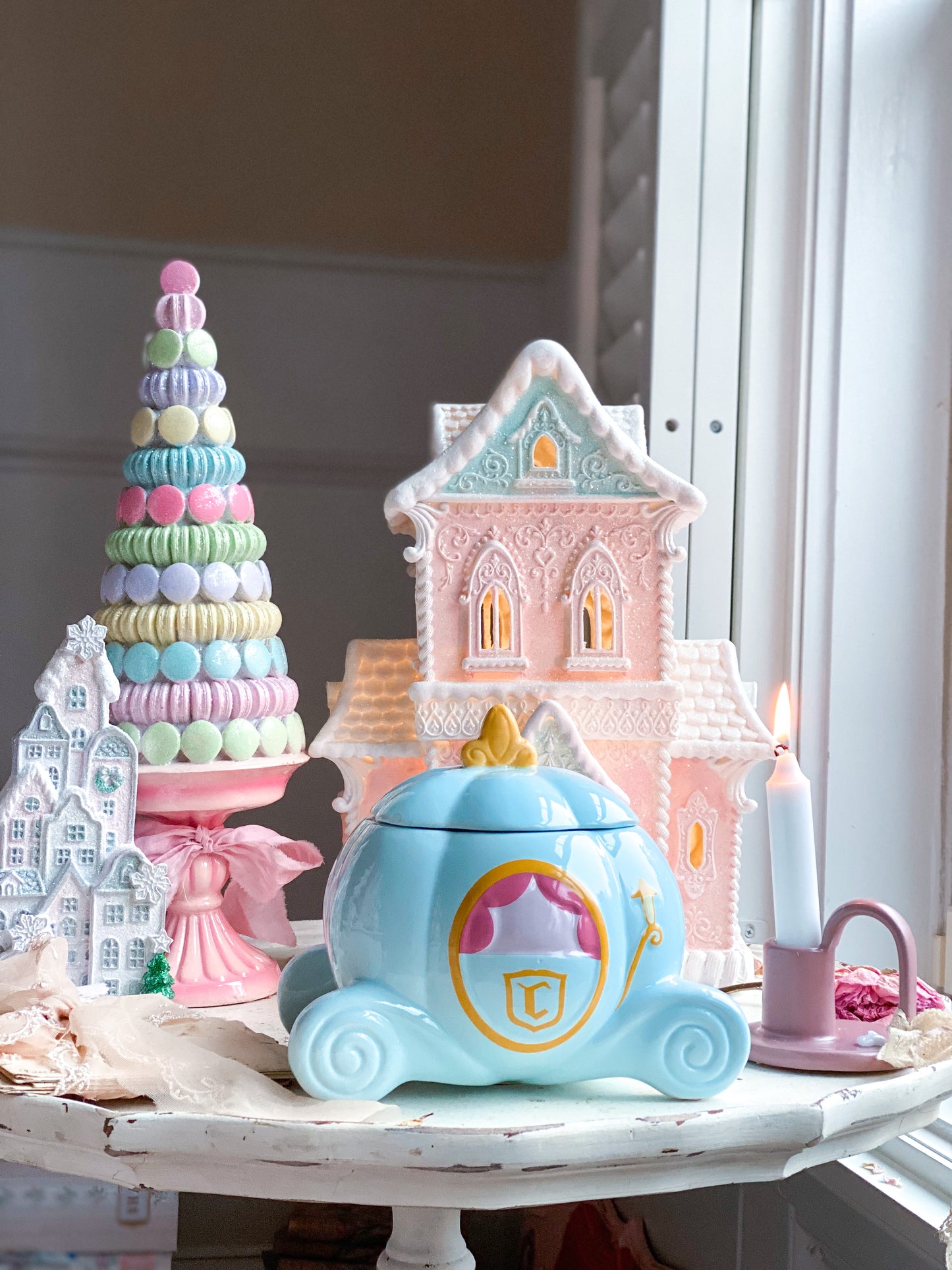 Baby Blue Cinderella Carriage Cookie Jar from Rae Dunn