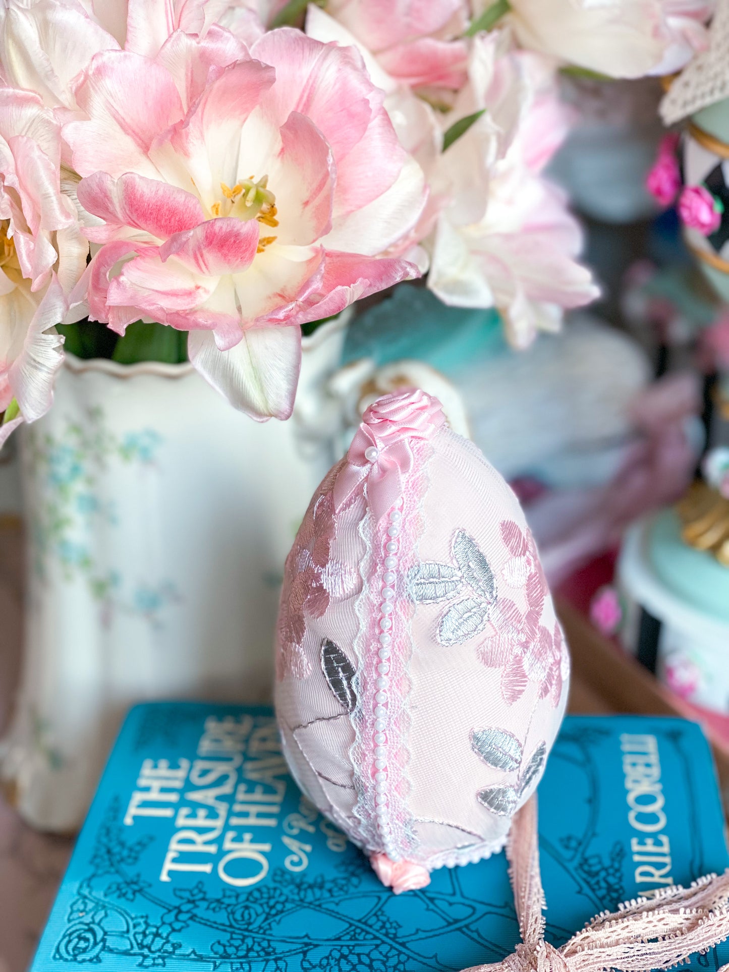 Bespoke Pink Fabric Covered Egg