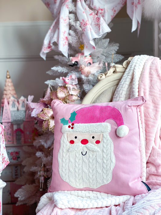 Almohada decorativa rosa de Papá Noel