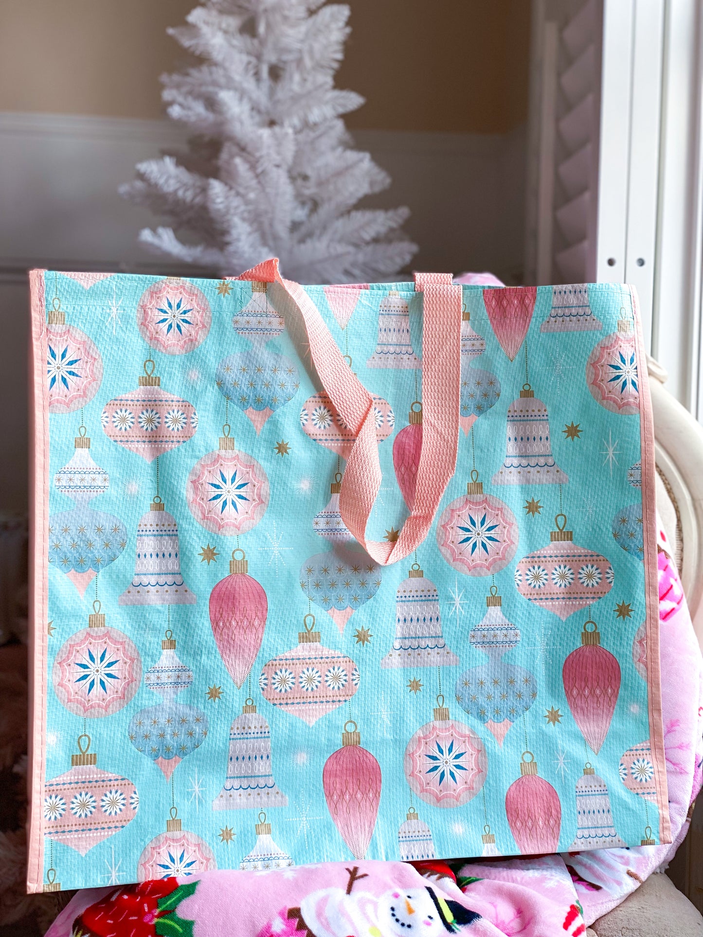 Teal and Pink Ornament Shopping Bag