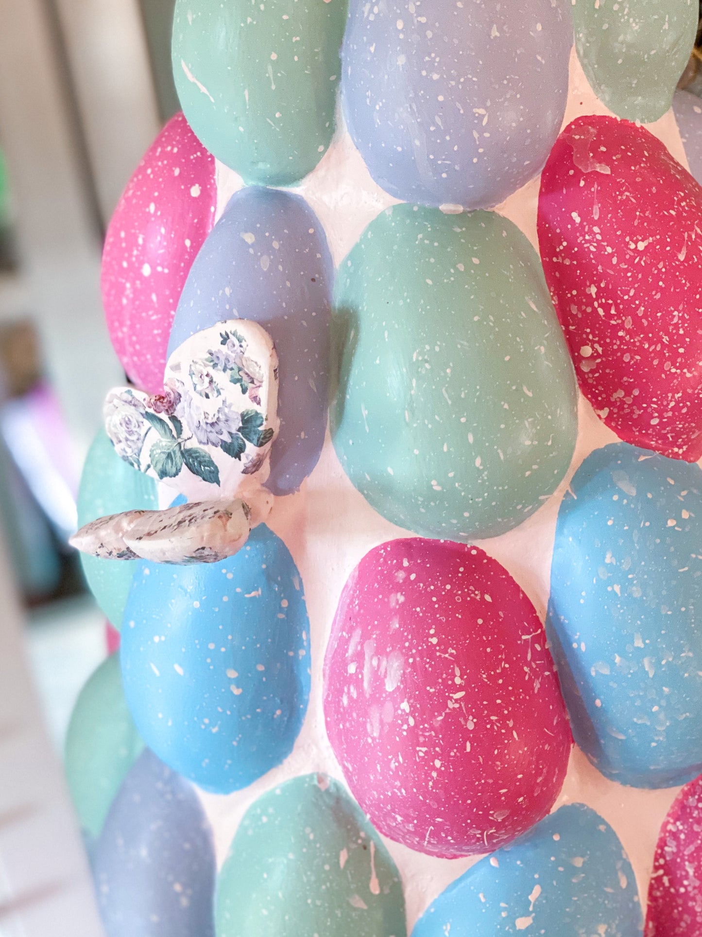 Bespoke Large Hand Painted Egg Tree in Urn