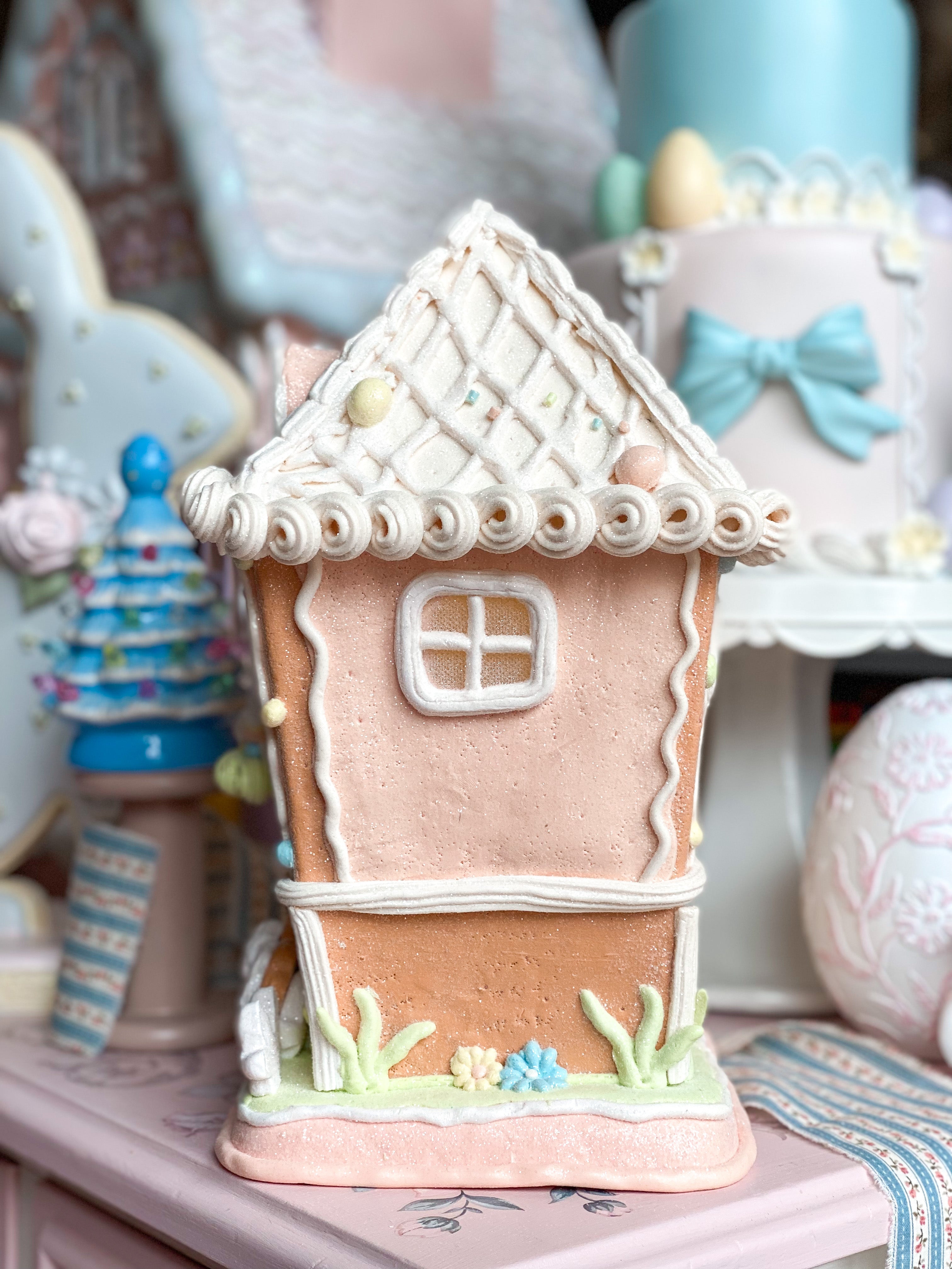 Easter Gingerbread fashion House pink light up