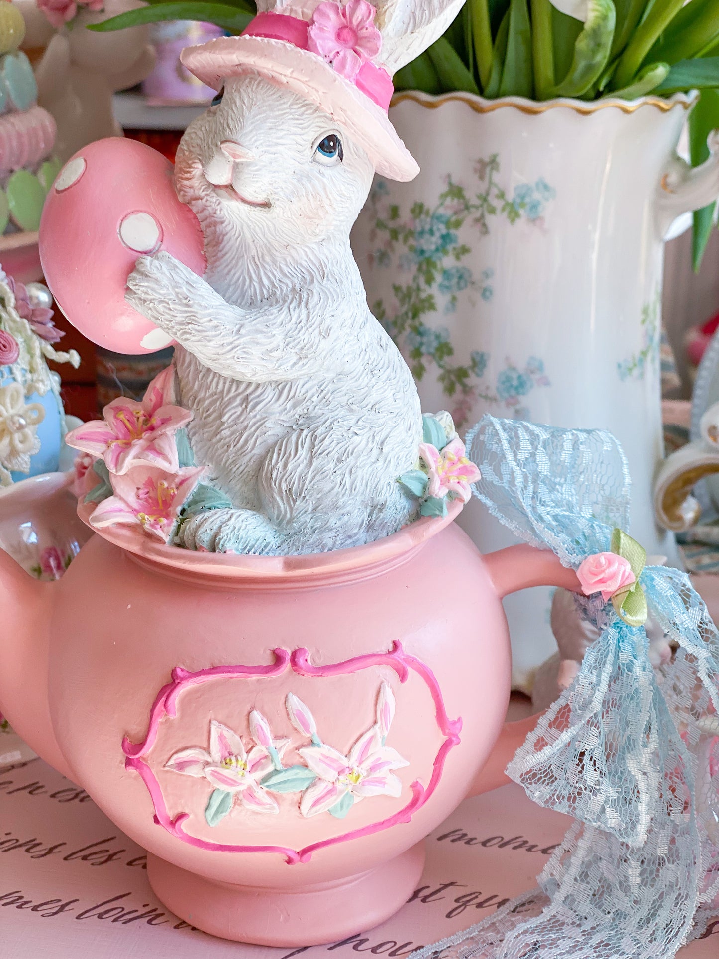 Bespoke Bunny in a Pink Teapot