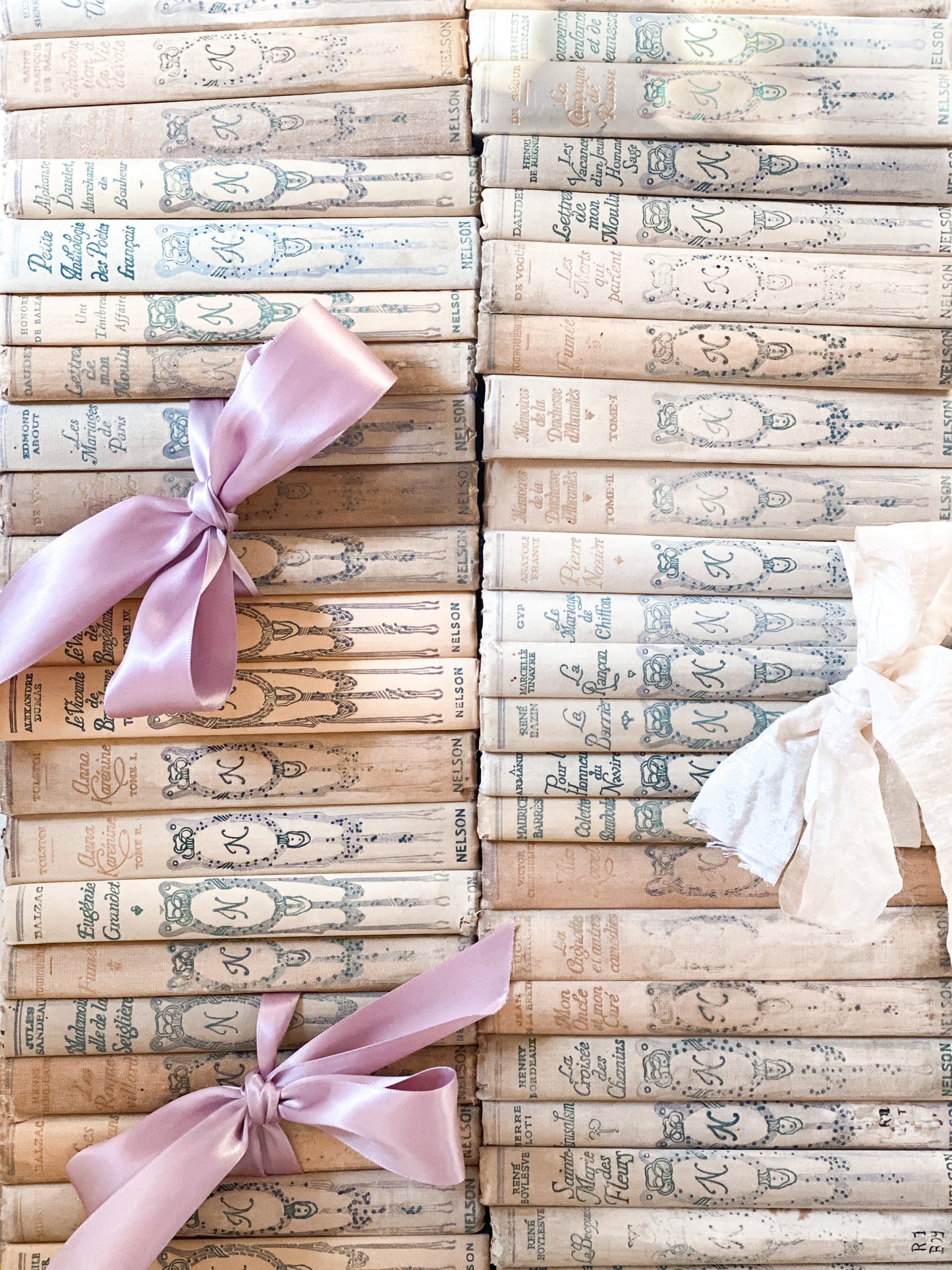 Cream Shabby Chic French Books Gallery Wrapped Canvas