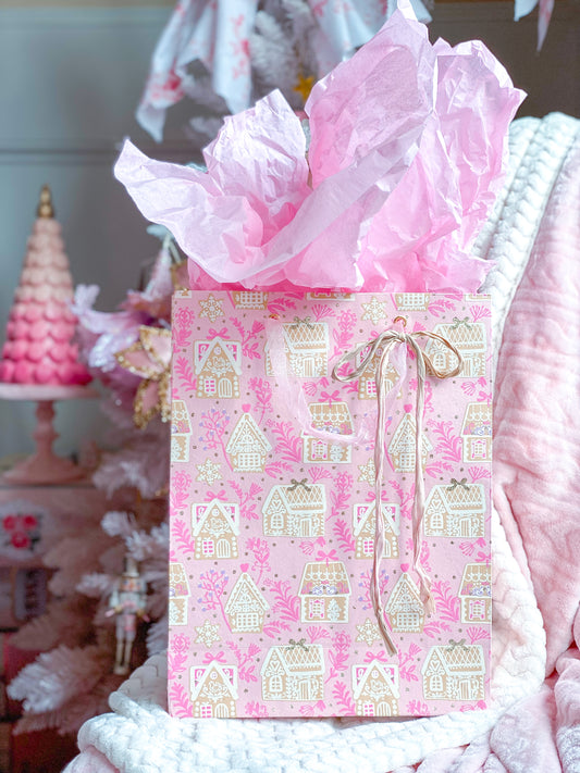 Set of 3 Pink Gingerbread Gift Bags
