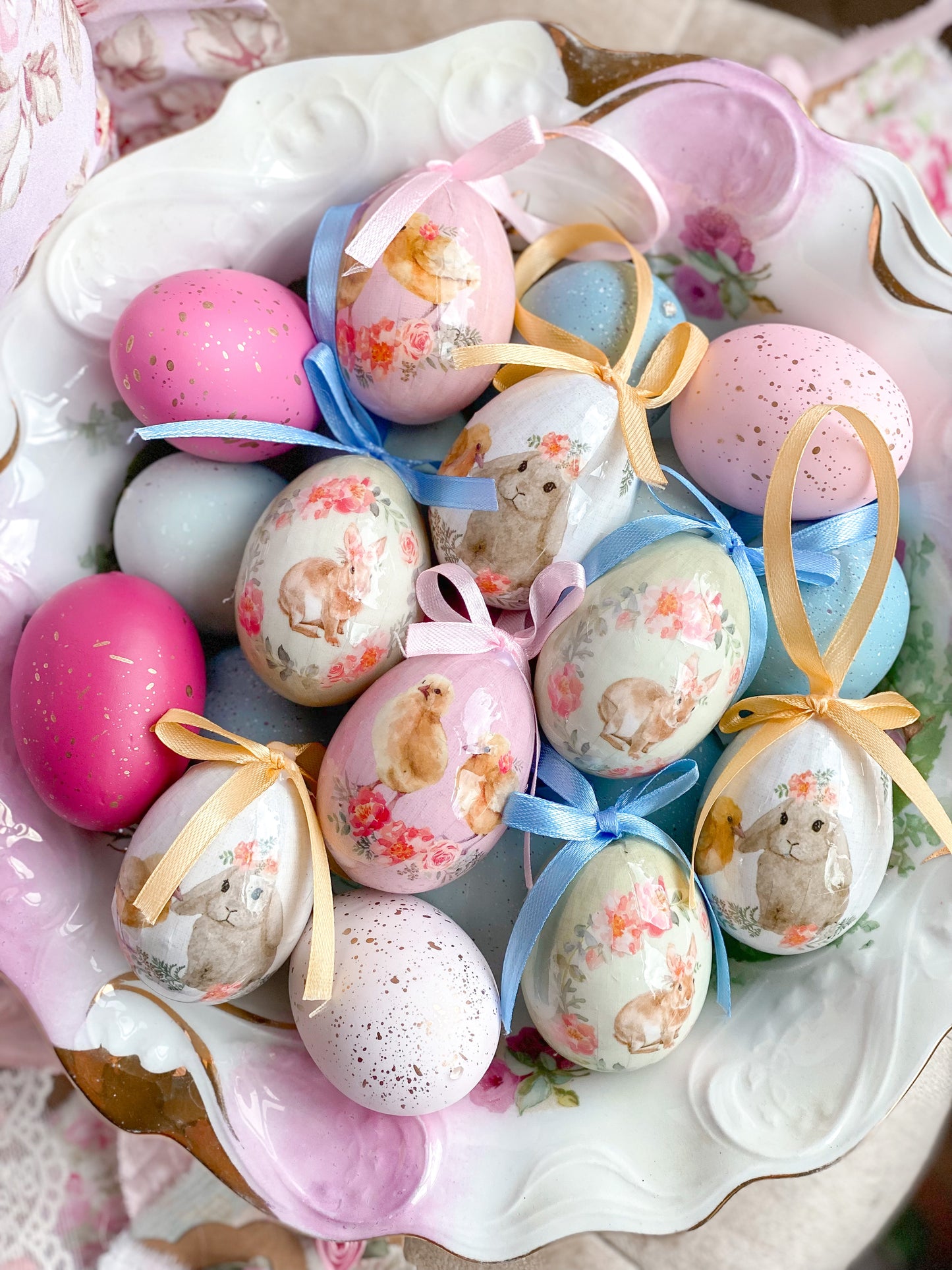Set of 8 watercolor style Easter egg ornaments