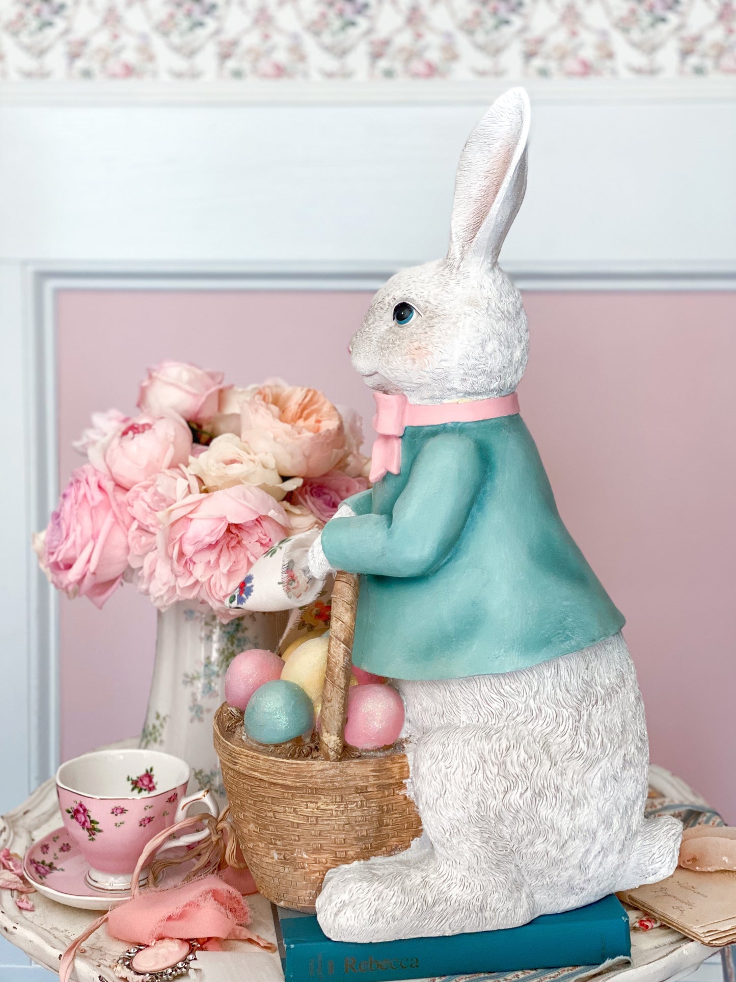 Large Peter Rabbit Style Bunny With Easter Basket