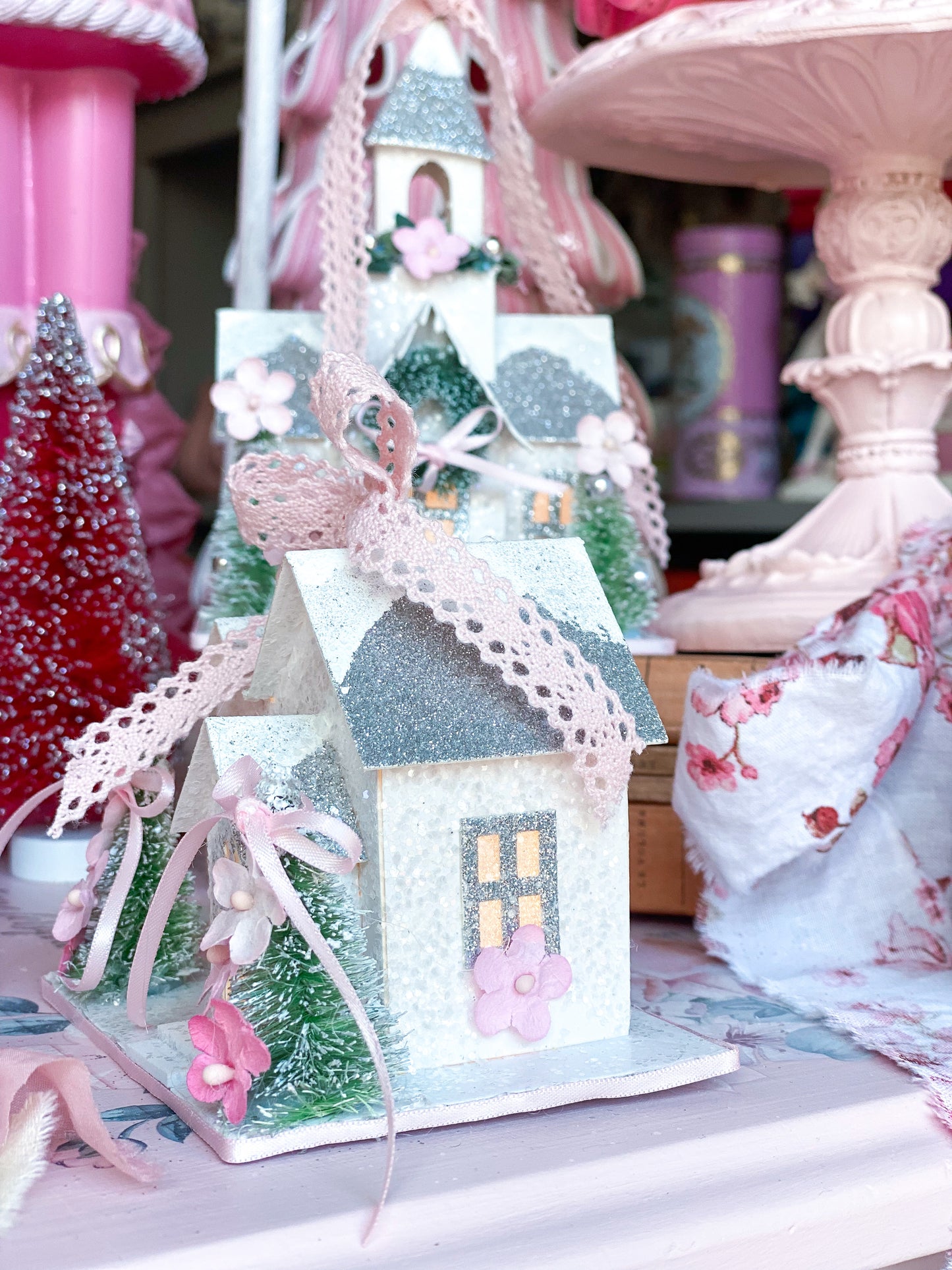 Bespoke Set of 3 Glitter House Ornaments