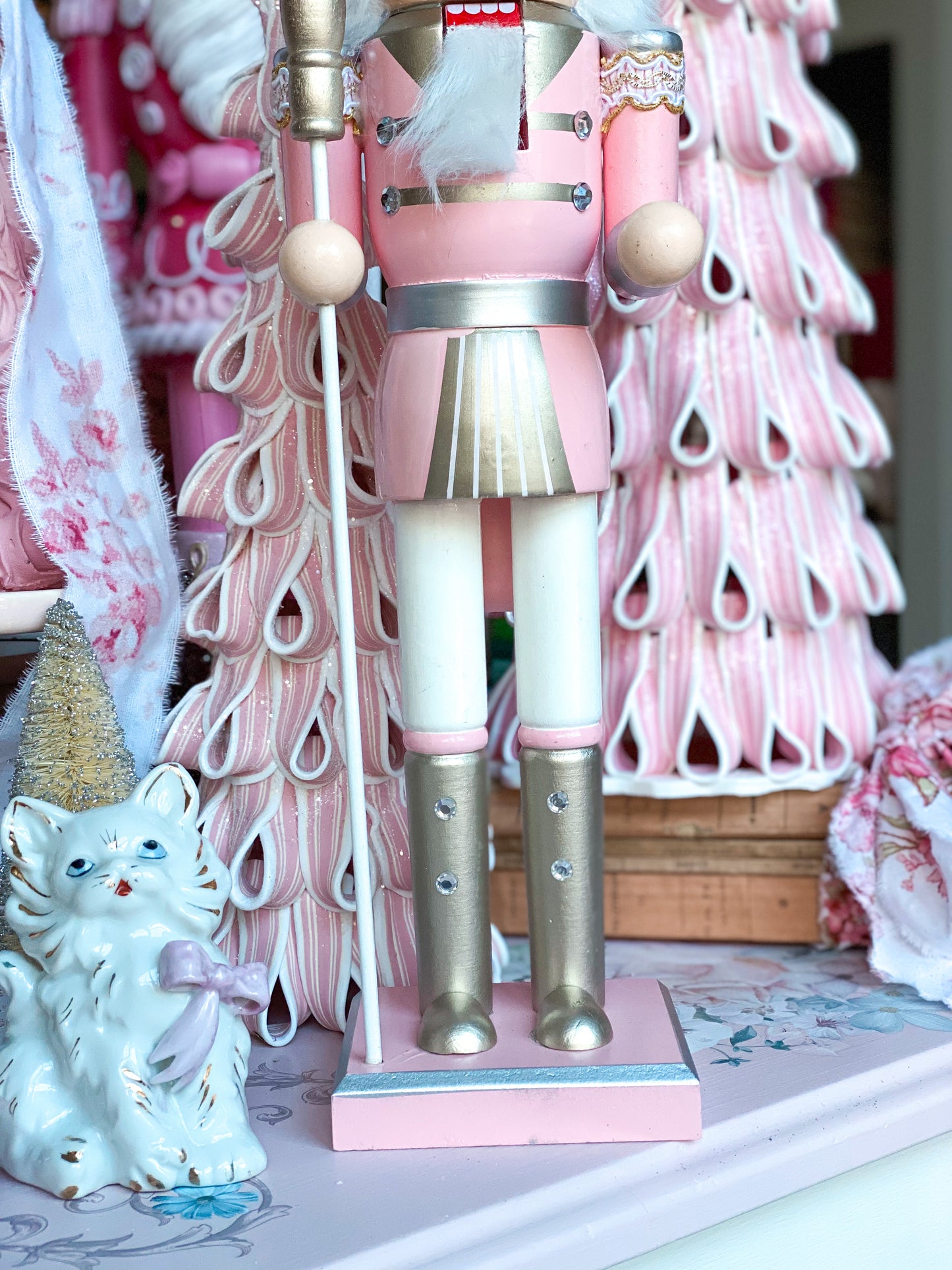 Pink and Gold Wooden Nutcracker