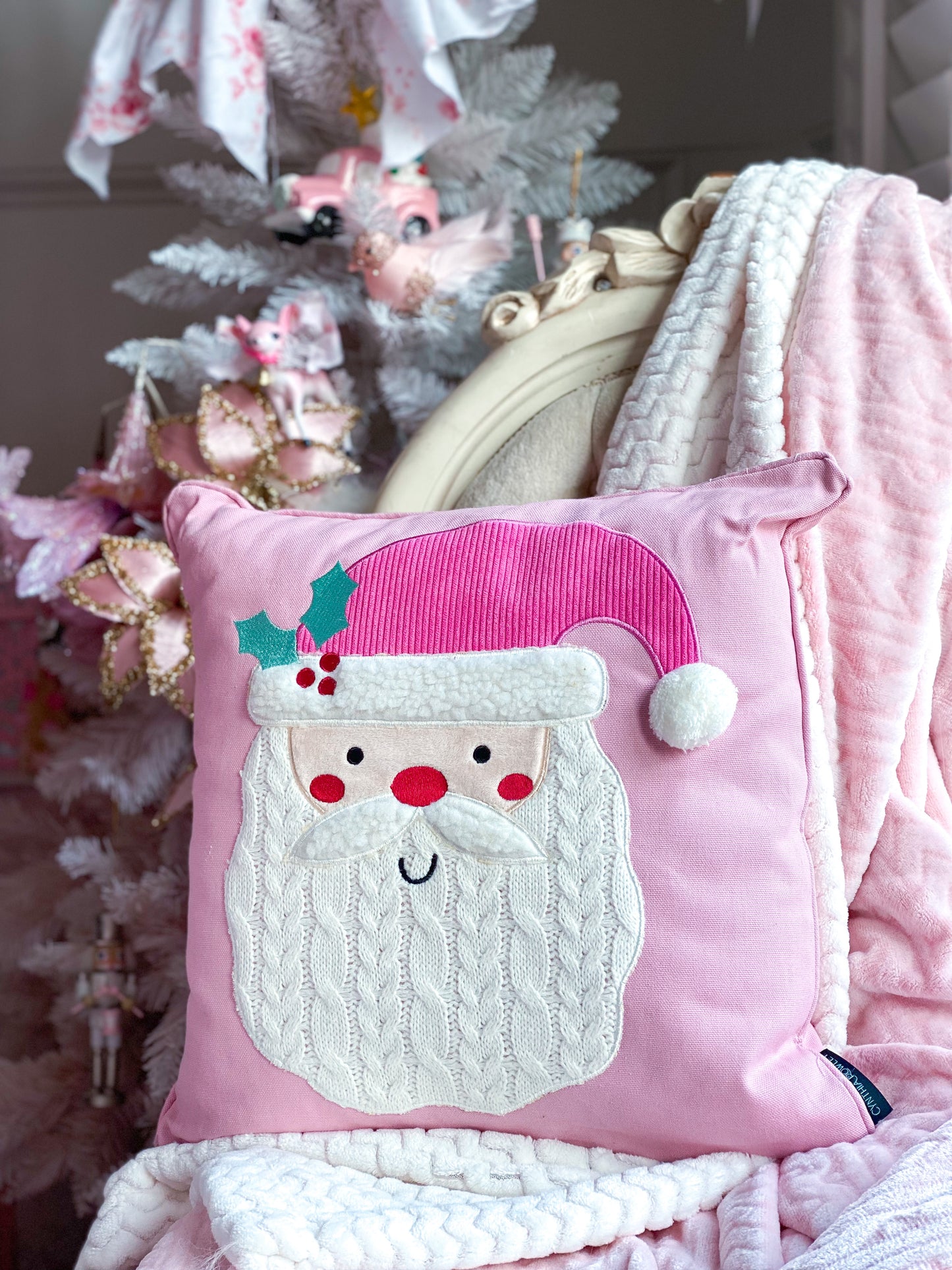 Pink Santa Claus Decorative Pillow