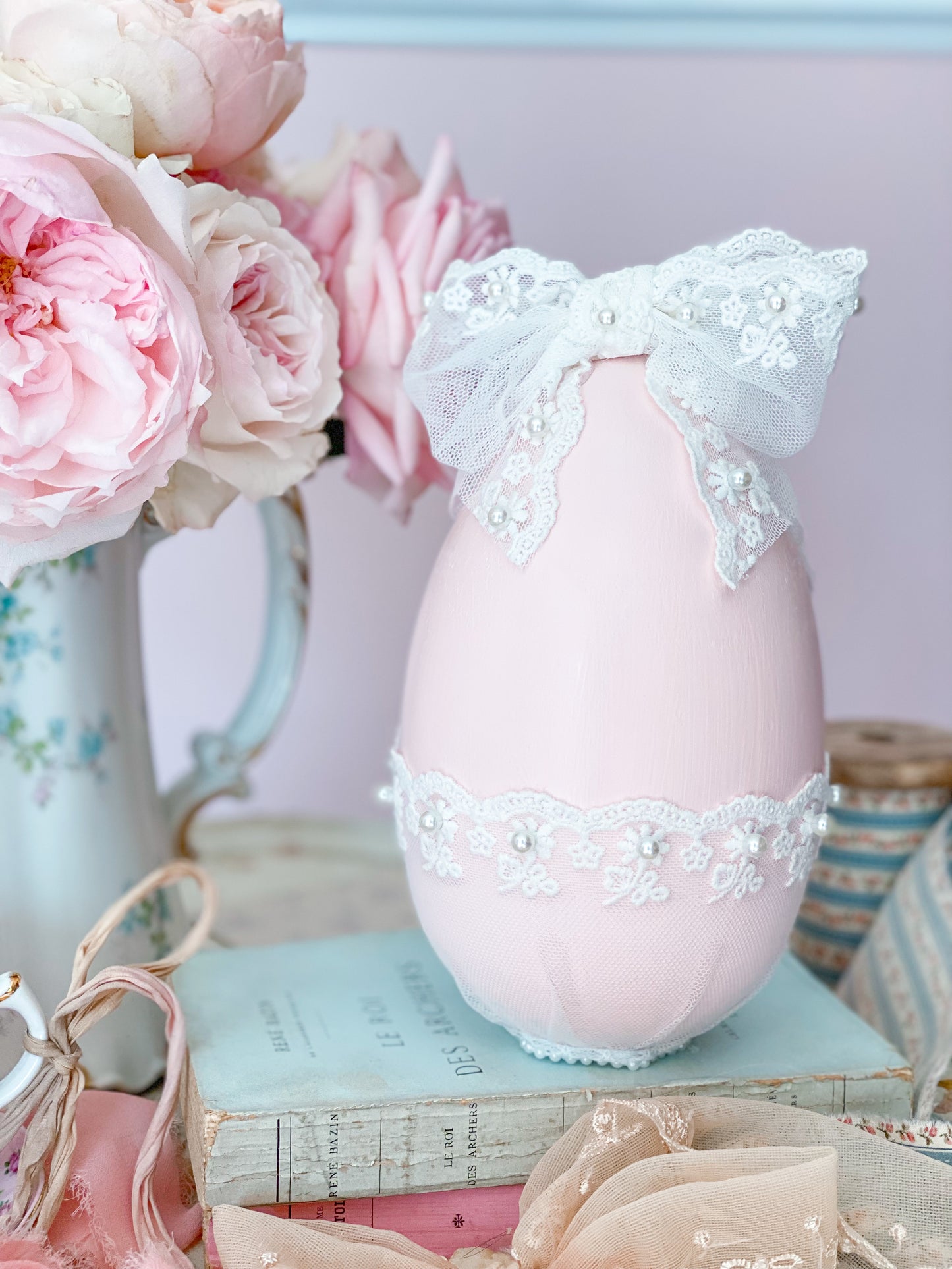 Bespoke Pink Egg with White Bow