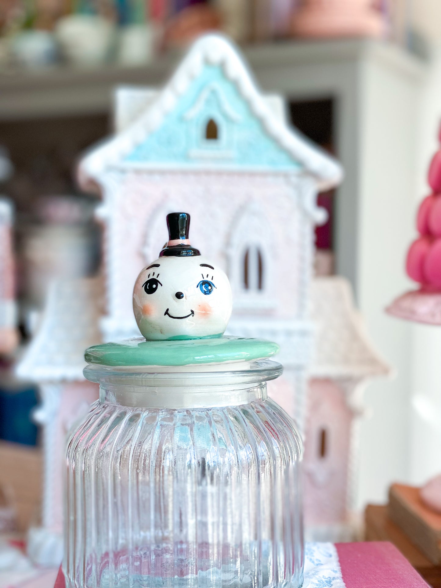 Snowman glass canister from Johanna Parker