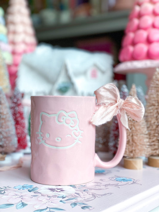 Pastel Pink and White Hello Kitty Mug