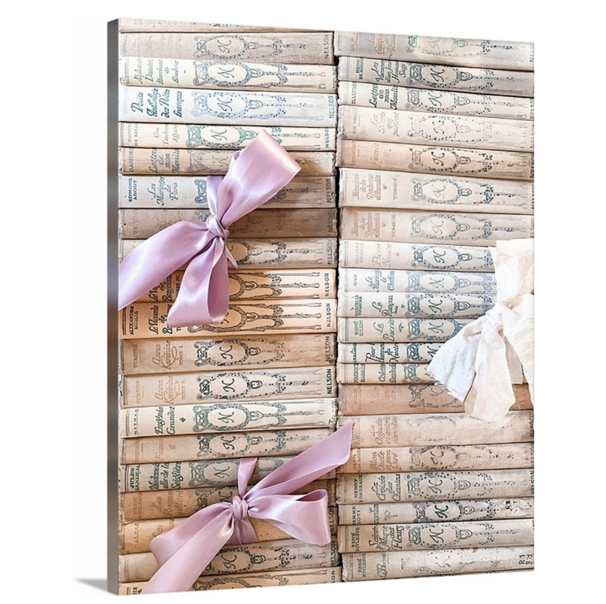 Cream Shabby Chic French Books Gallery Wrapped Canvas