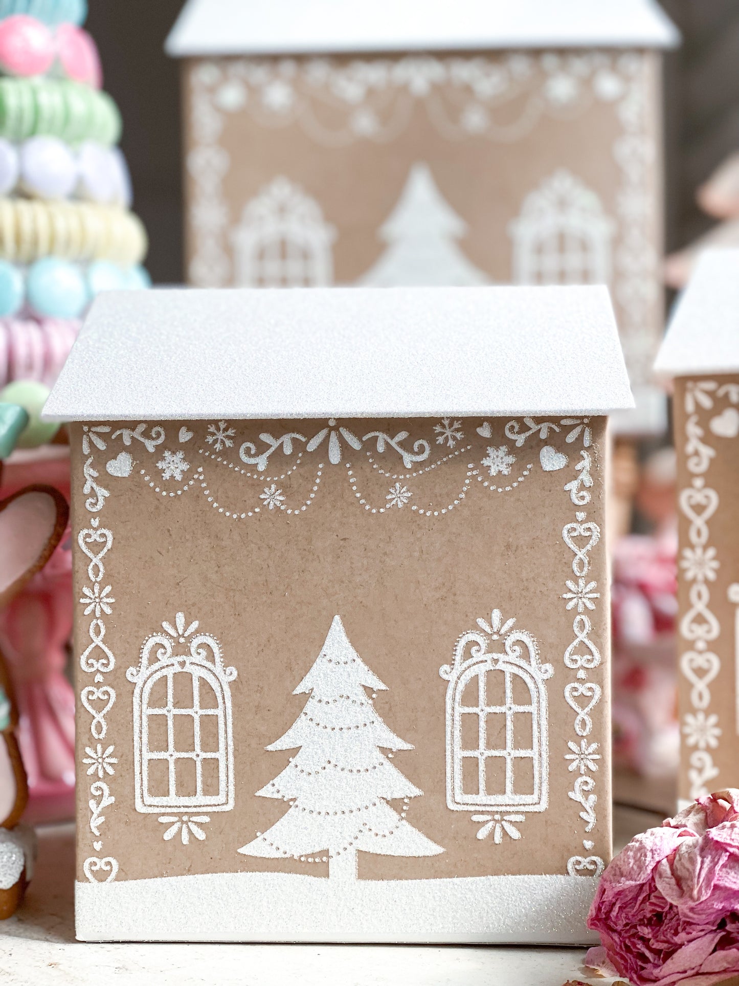 Set of 3 Gingerbread House nesting boxes