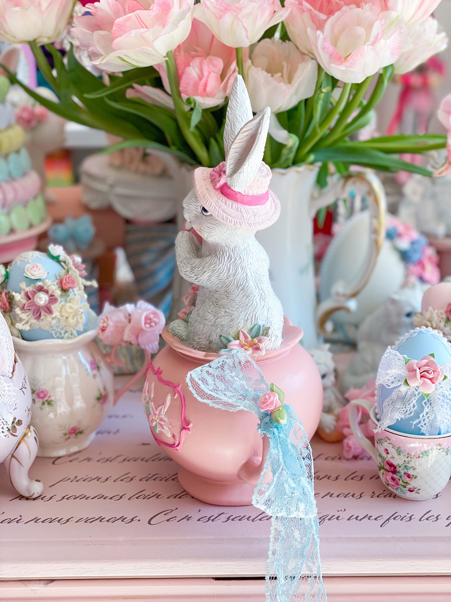 Bespoke Bunny in a Pink Teapot