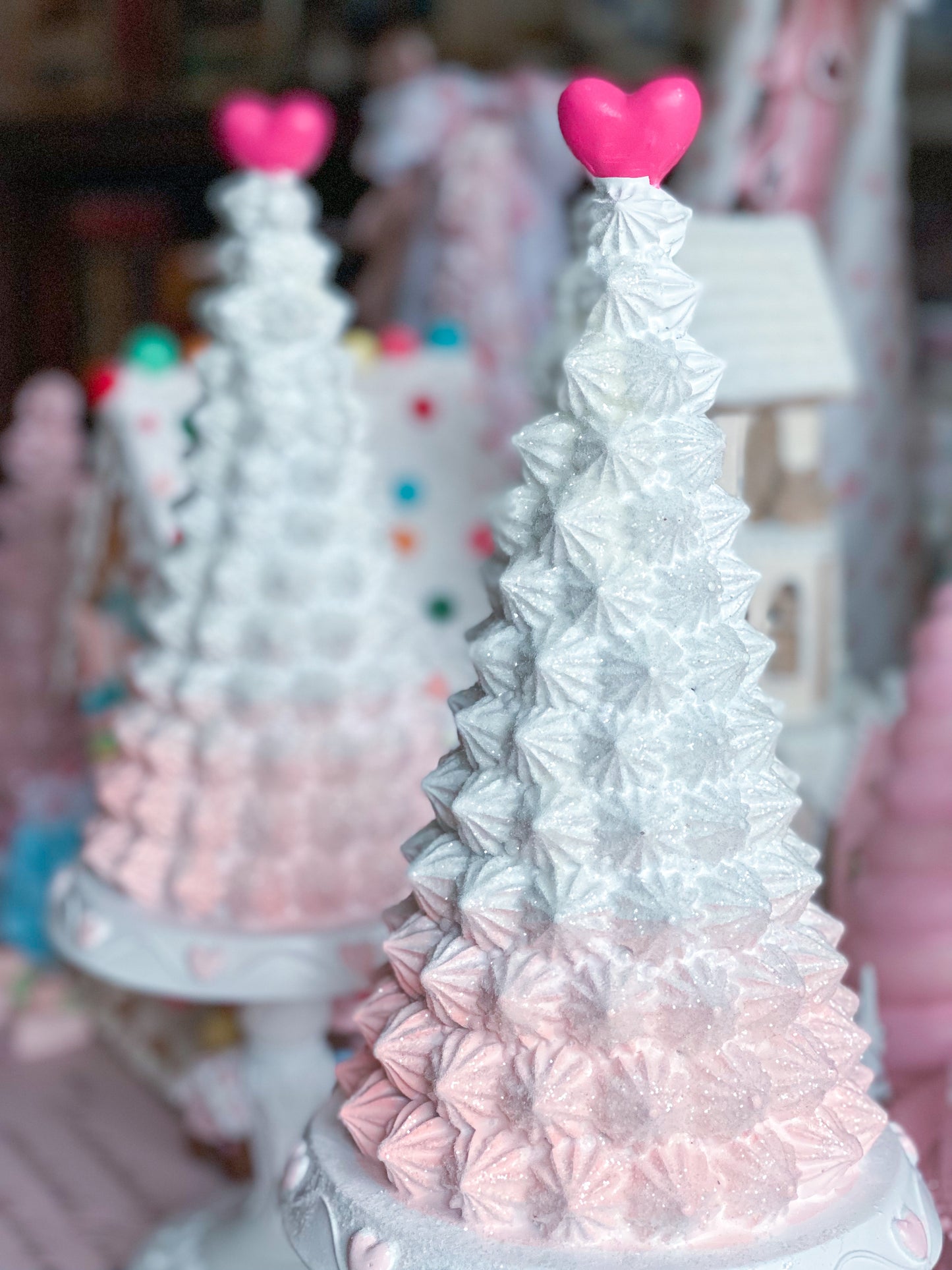 Pink Ombré Meringue Tree with Heart Topper on Pedestal
