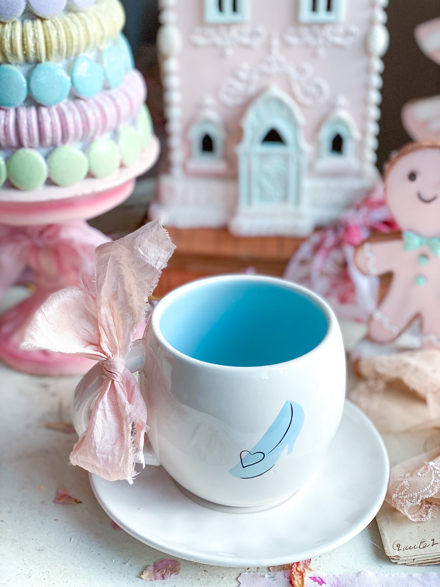 Disney’s Cinderella Princess Rae Dunn Teacup with glass slipper in pastel blue