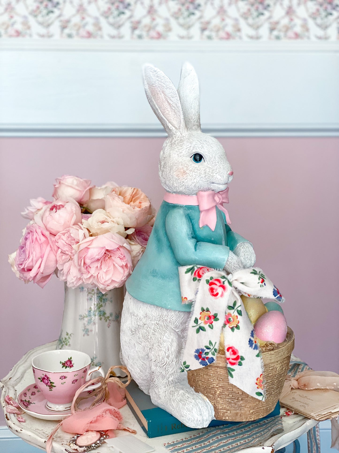 Large Peter Rabbit Style Bunny With Easter Basket