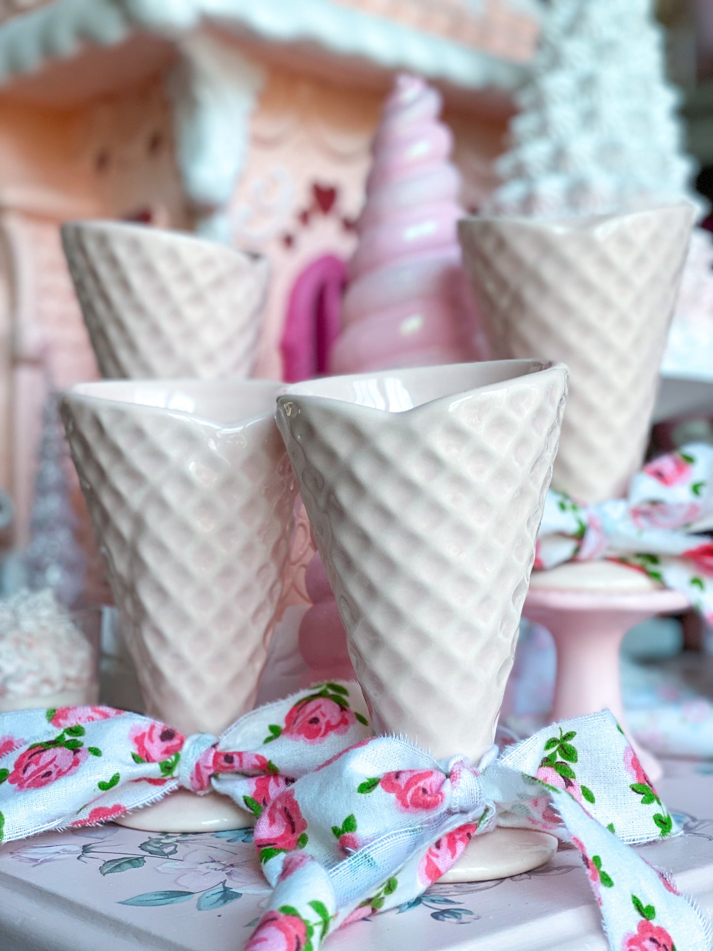 Set of 2 Blush Pink Waffle Cone Cups