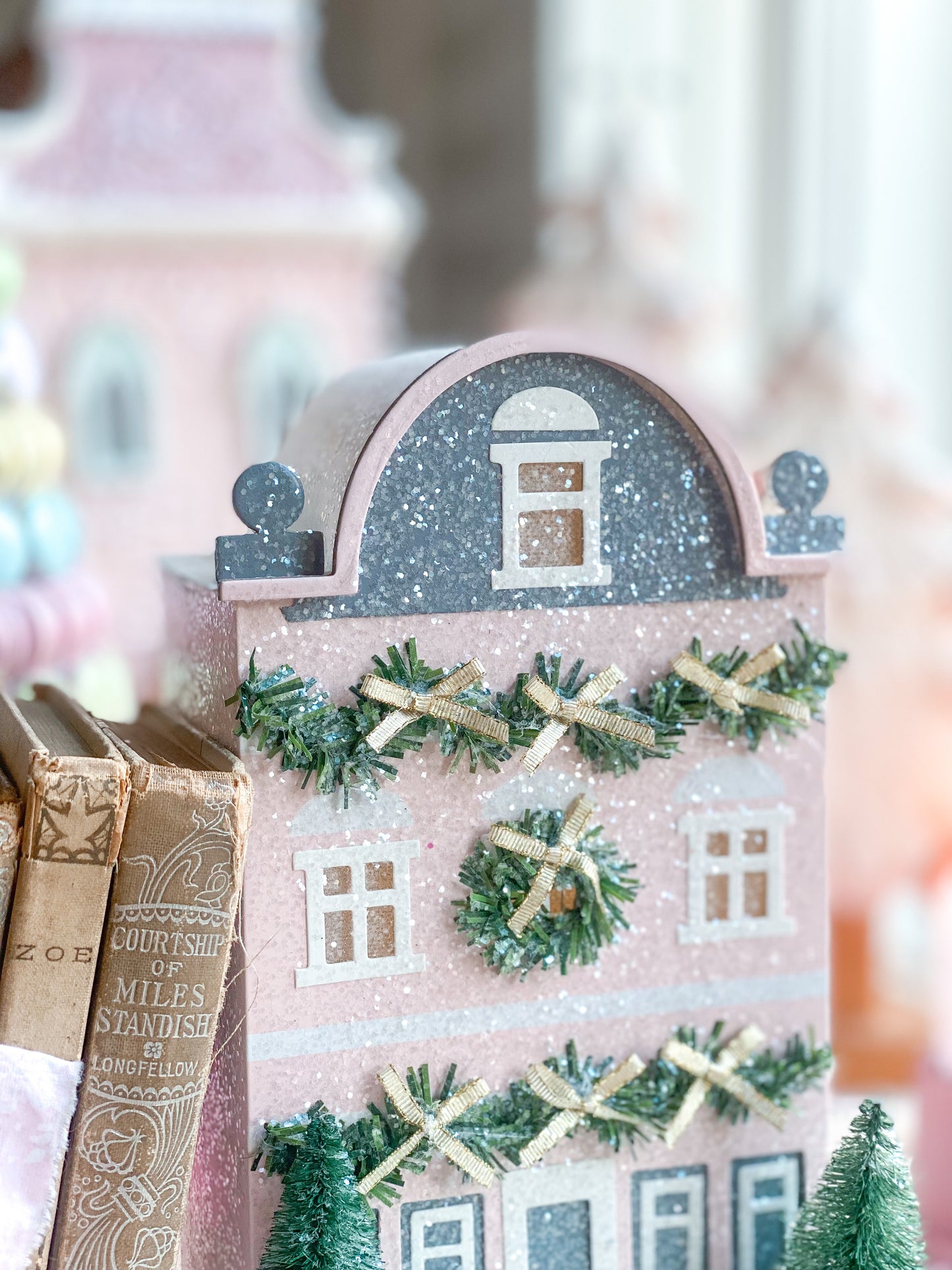 Pink and Grey LED light up glitter house