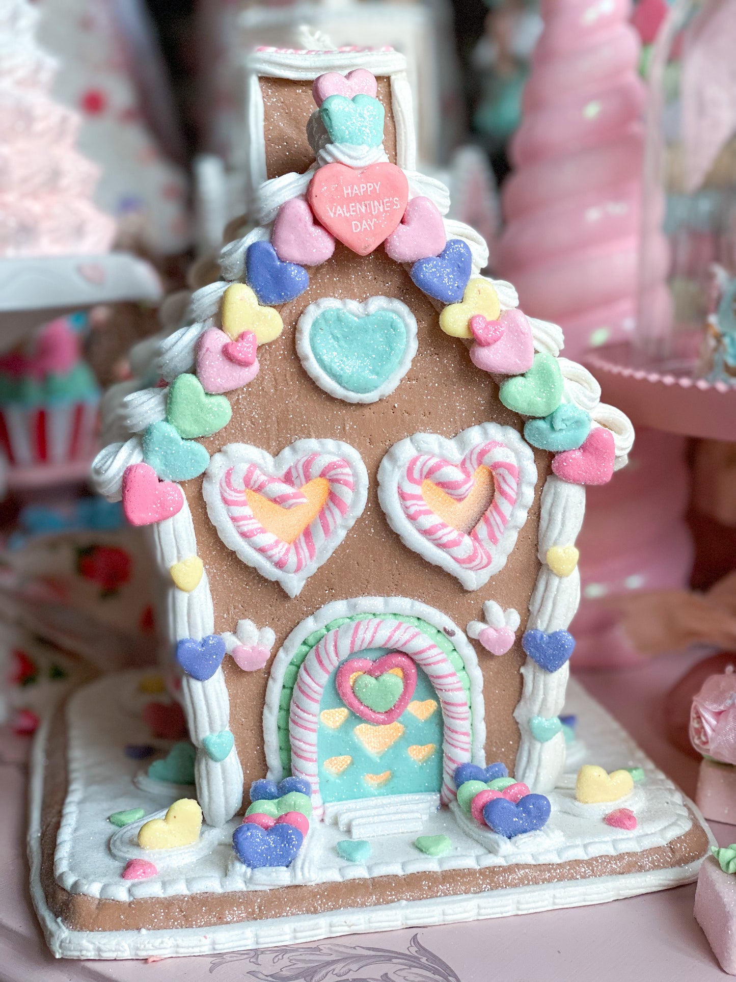 Casa de pan de jengibre de Claydough para el día de San Valentín