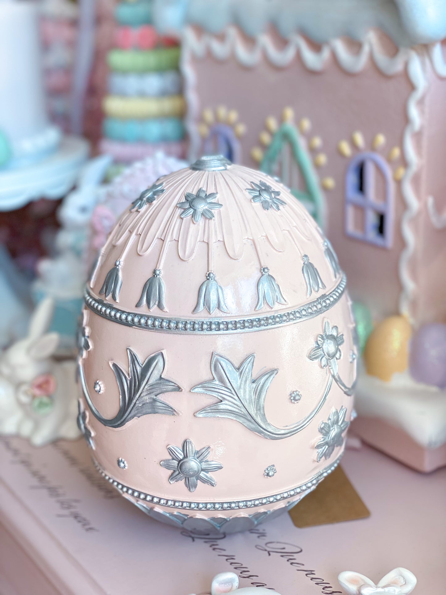Large Blush Pink Egg with silver detail