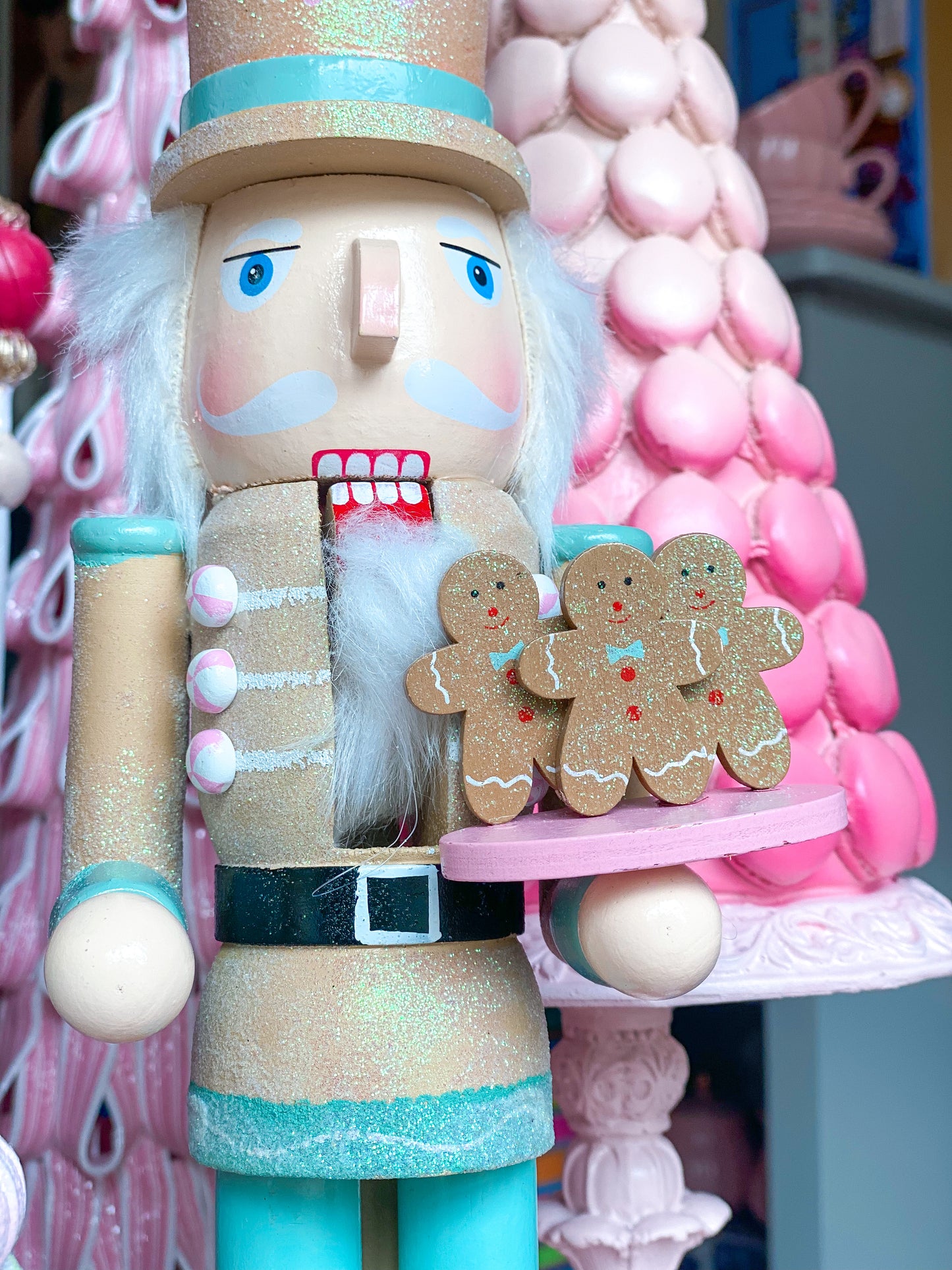 Teal and Pink Gingerbread Nutcracker
