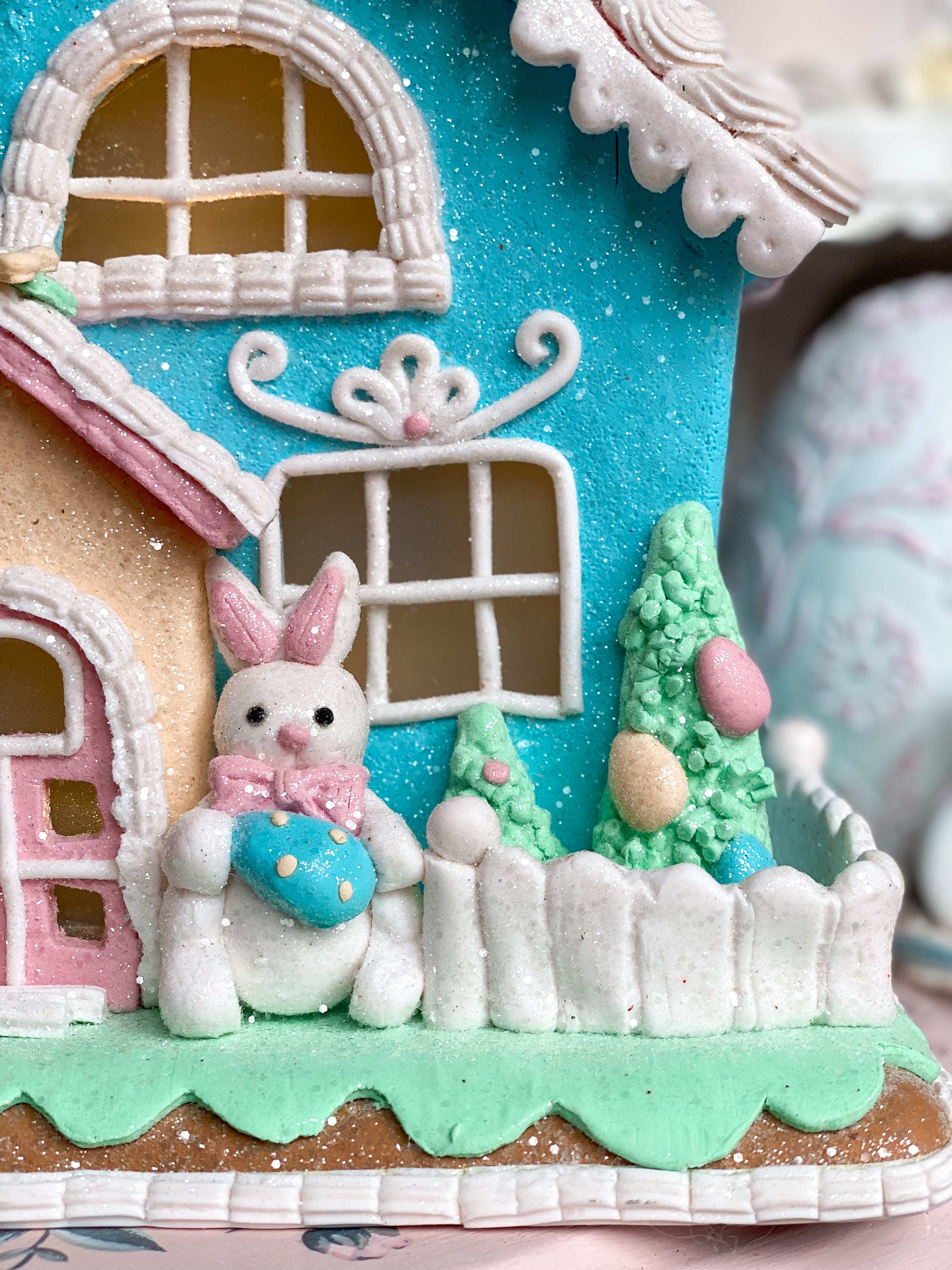 Pastel Glitter Easter Clay Dough House Tabletop Decor Light 2024 Up