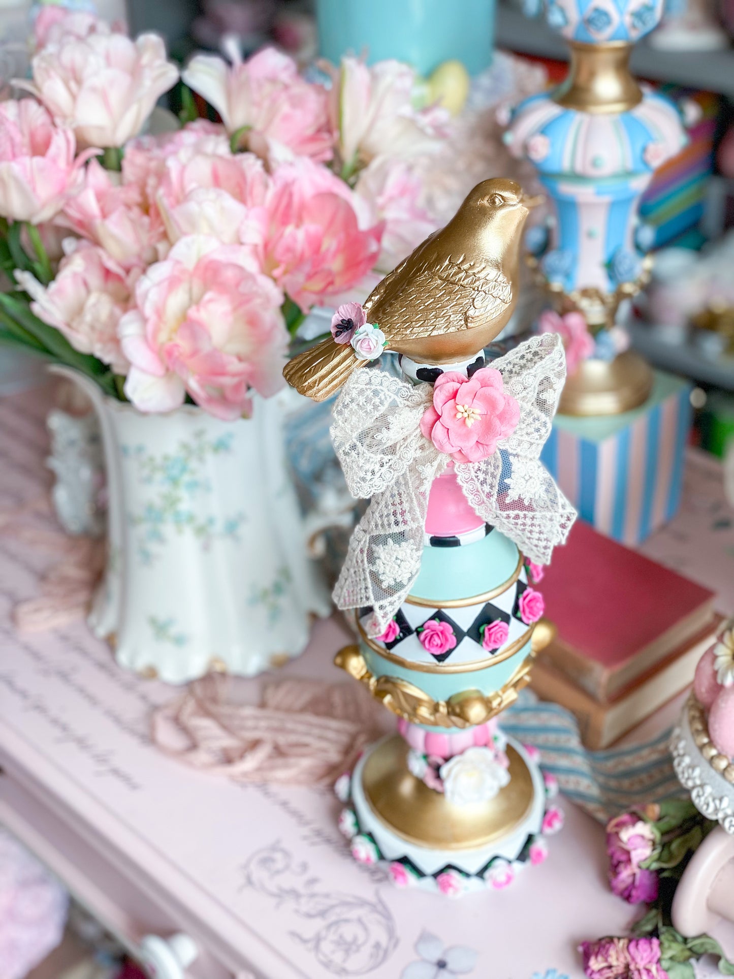 Bespoke Small Bird Alice in Wonderland Style Finial