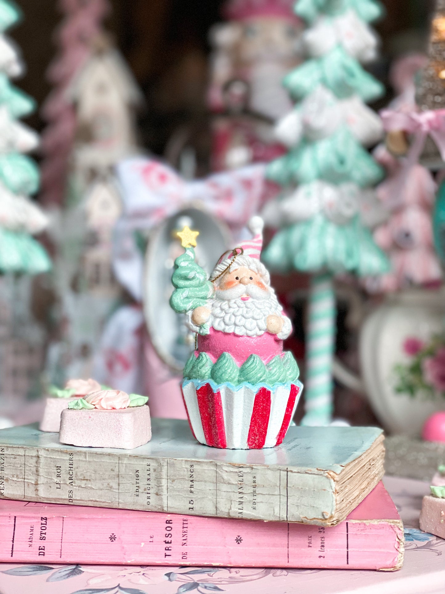 Pastel Santa Cupcake Ornament