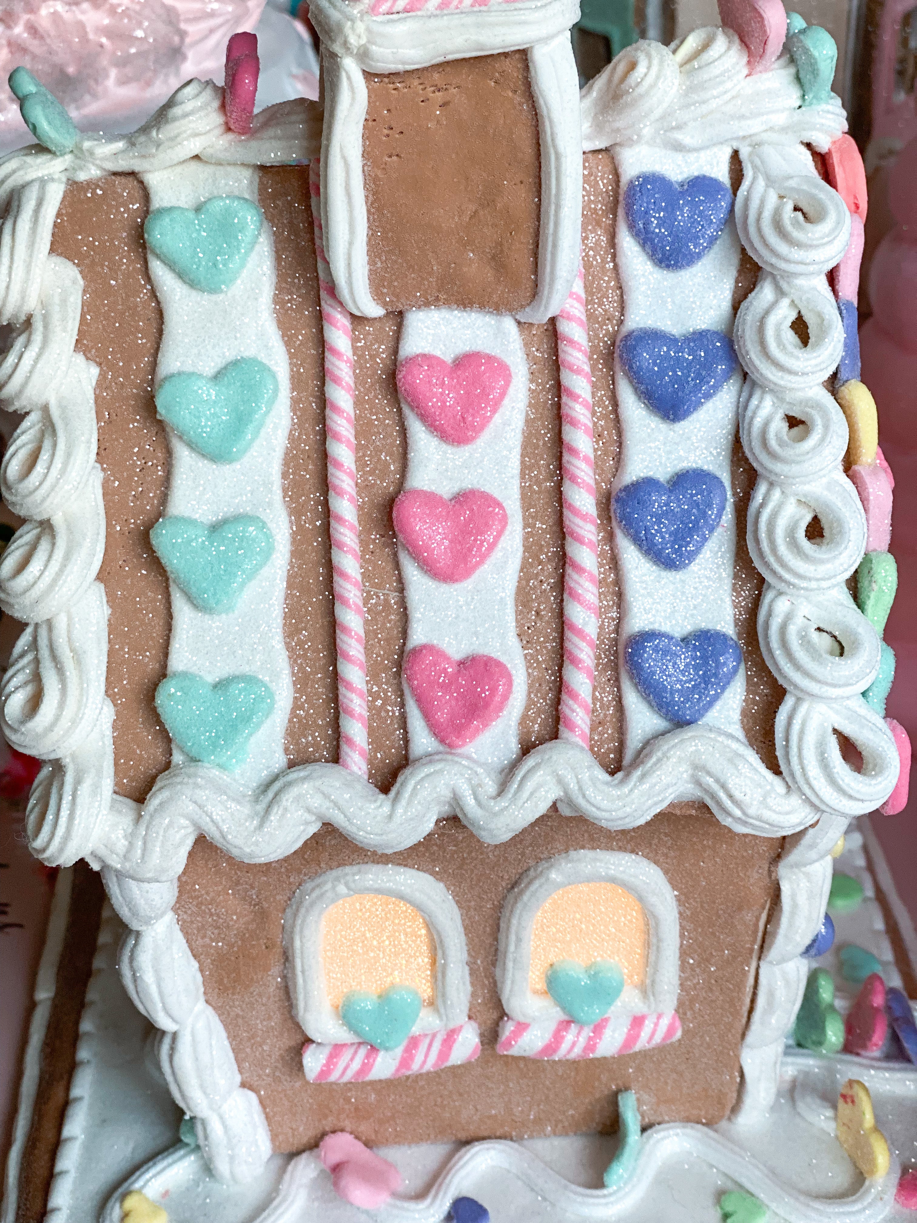 Love & Cupcakes popular Large Valentine Pastel Gingerbread House, Lighted