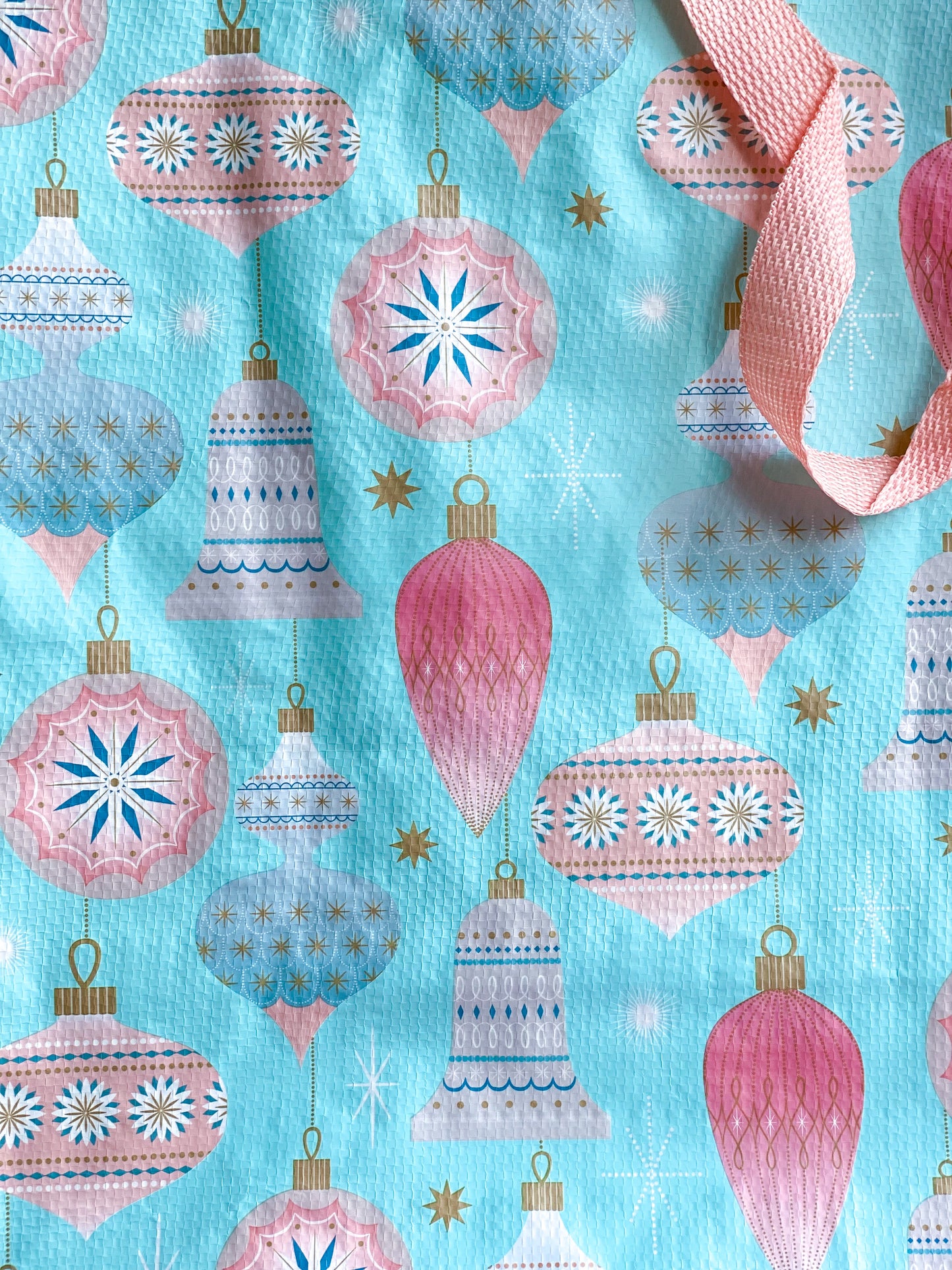 Teal and Pink Ornament Shopping Bag