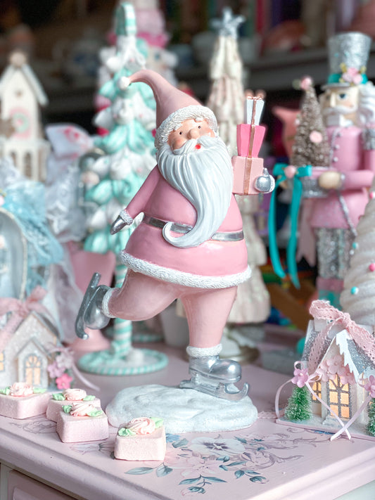 Papá Noel patinador rosa pastel a medida