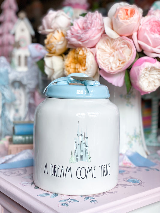 Large Cinderella Castle Rae Dunn Pastel Blue Cookie Jar Canister