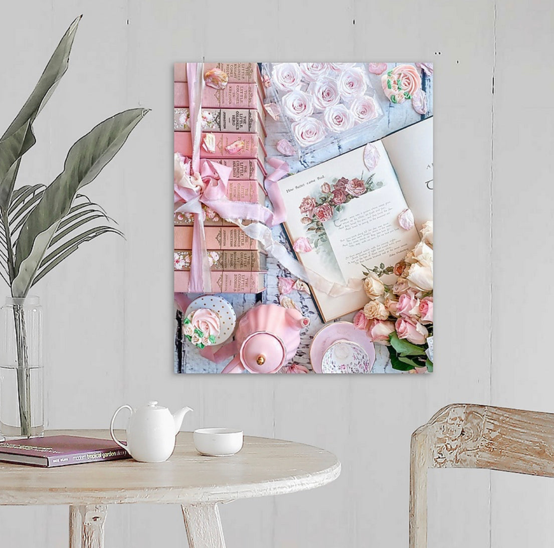 Pink books and Roses Gallery Wrapped Canvas
