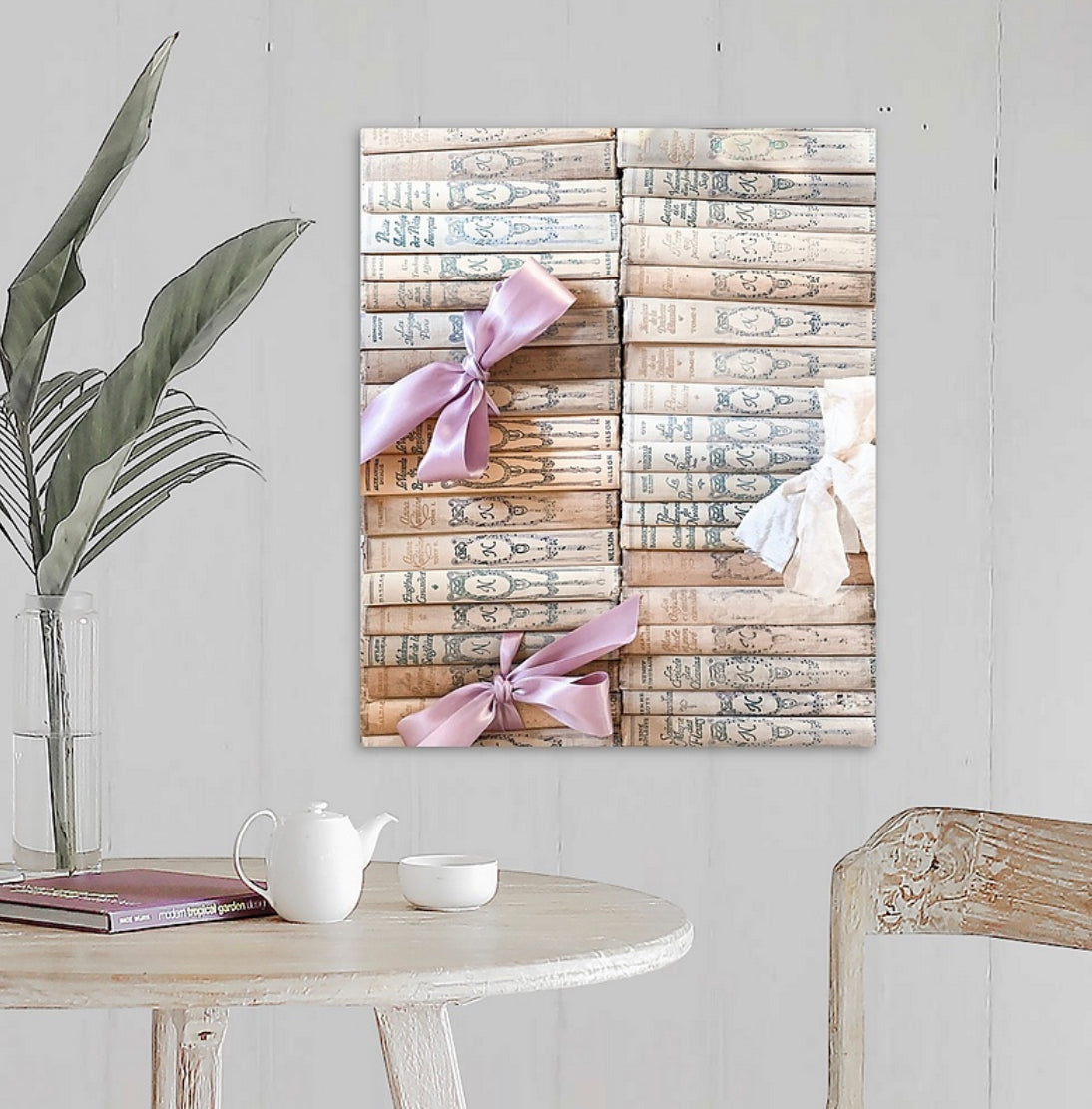 Cream Shabby Chic French Books Gallery Wrapped Canvas