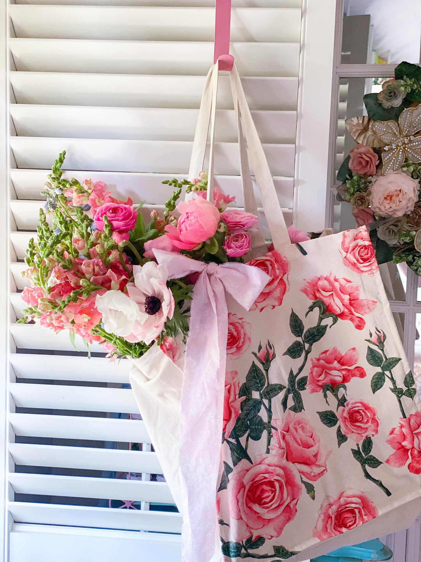 Rose Patterned Tote Bag
